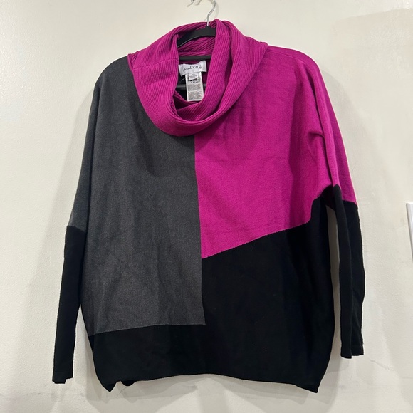 Joseph Ribkoff Pink, Gray, and Black Colorblock Sweater size L - Picture 3 of 8